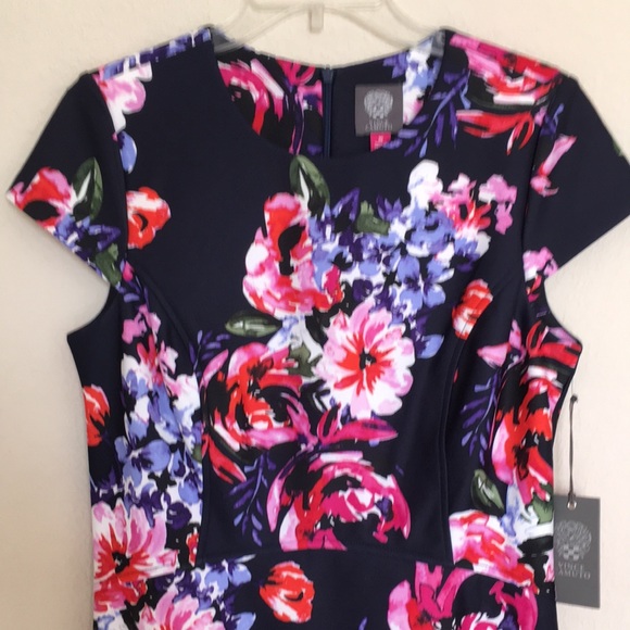VC Dark Floral Cap Sleeve Fit & Flare Dress NWT - Picture 3 of 9